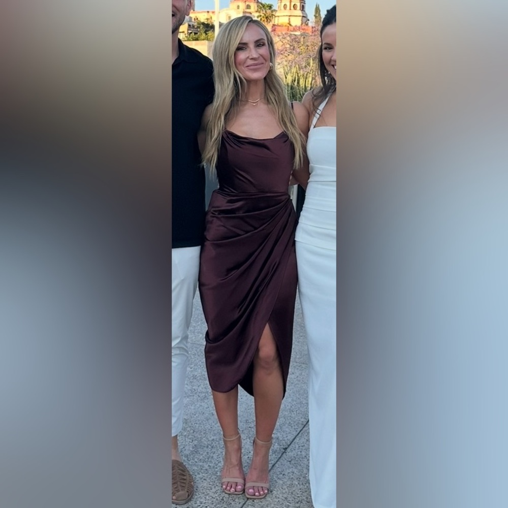 House of CB Burgundy Satin Dress